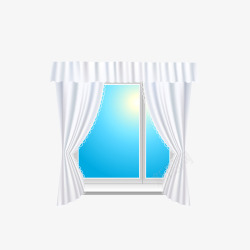 白色房间窗户窗帘矢量图素材