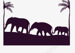 迁徙的大象家庭矢量图素材
