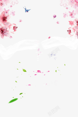 情人节小鸟粉红色浪漫花瓣背景高清图片