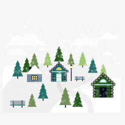 冬季雪地场景插画矢量图素材