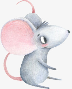 水彩呆萌可爱小老鼠涂鸦插画素材