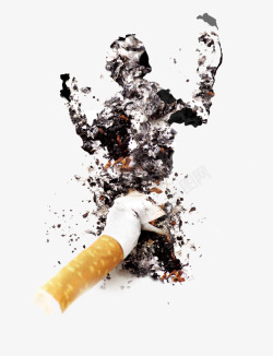 黑色创意吸烟有害健康插画素材