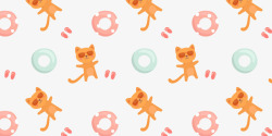 小猫甜甜圈花纹背景图案素材