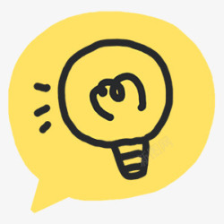 黄色党标英文手绘灯泡对话框图标高清图片