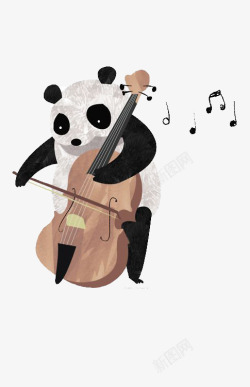 卡通大熊猫大熊猫拉小提琴高清图片