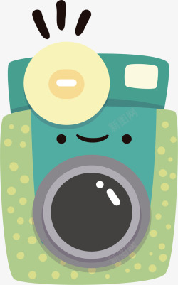 绿色笑脸照相机矢量图素材