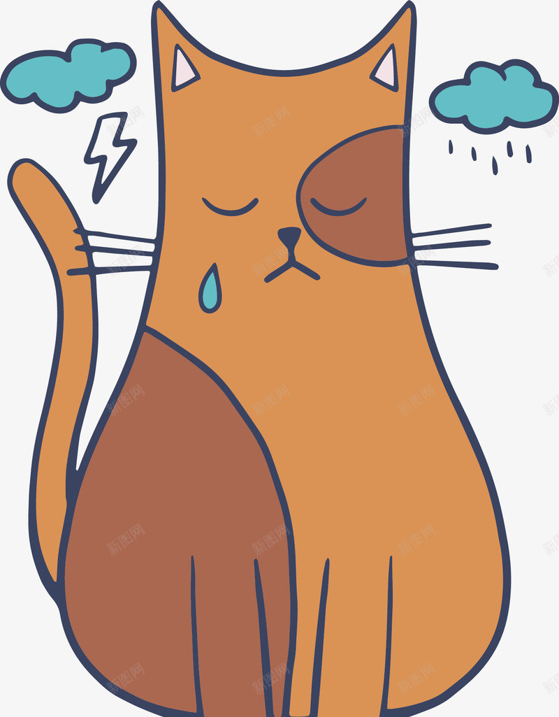 下雨天伤心的小猫png免抠素材_88icon https://88icon.com 下雨天 卡通 小猫