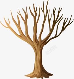 棕色树干手绘棕色大树高清图片