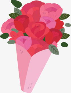情人节红玫瑰花束矢量图素材