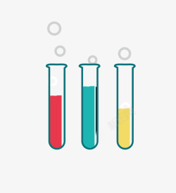 三只不同颜色溶液的试管素材