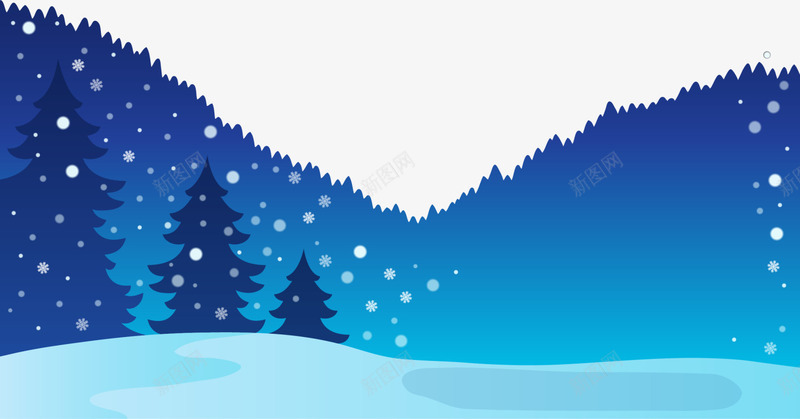 蓝色冬日树木雪地png免抠素材_88icon https://88icon.com 冬天 冬日 圣诞树 圣诞节 积雪地面 蓝色雪地 飘雪冬日