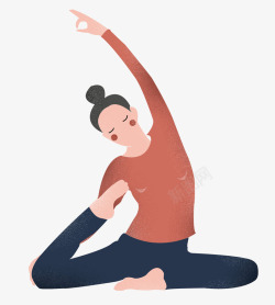 手绘人物插画瑜伽健身的女孩素材