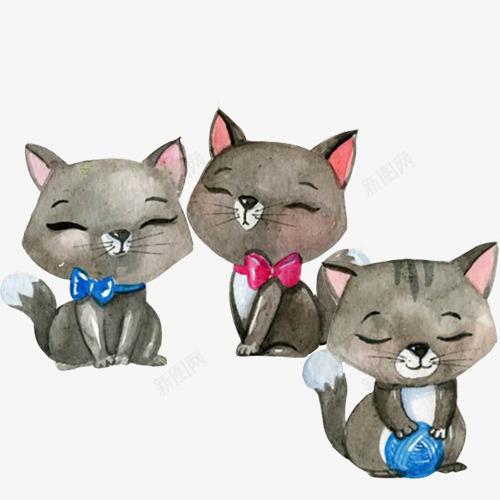 小猫眯眼表情合集手绘画png免抠素材_88icon https://88icon.com 享受 带领结 水彩画 猫咪 眯眯眼 眯眼