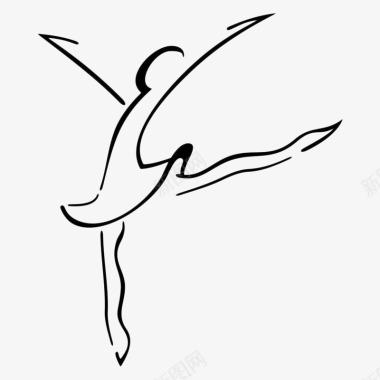 舞蹈手绘黑色线条芭蕾舞者图标图标