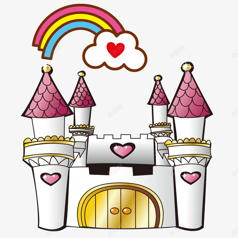 手绘的城堡png免抠素材_88icon https://88icon.com png图形 png装饰 城堡 彩虹 爱心 装饰