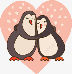 可爱企鹅情人节情侣素材