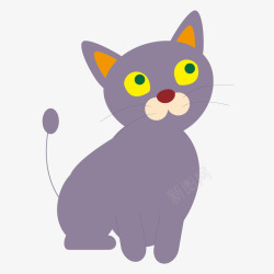 紫色尾巴卡通紫色猫咪小动物矢量图高清图片