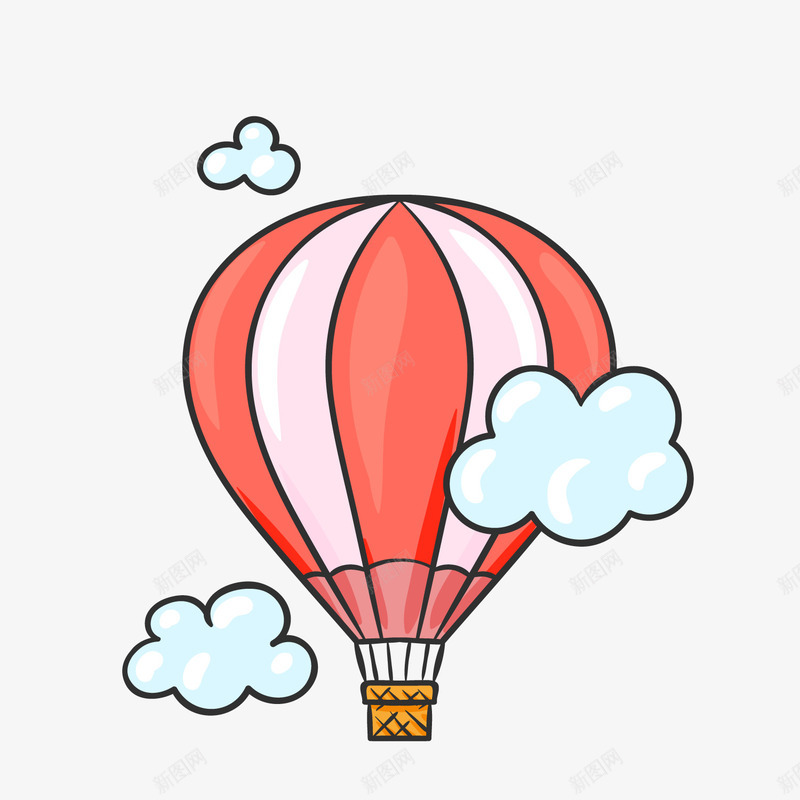 一只橙粉相间的热气球矢量图ai免抠素材_88icon https://88icon.com 交通工具 橙色卡通热气球 气球 氢气球 热气球 现代科技 航空器 飞行 矢量图