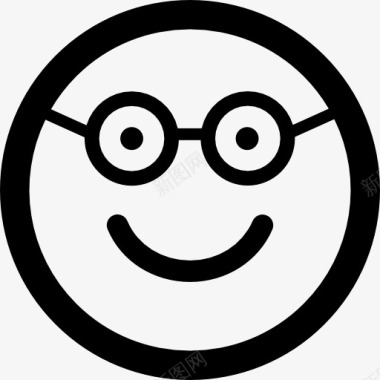 幸福祥和Nerd幸福的笑脸在圆角方形脸图标图标