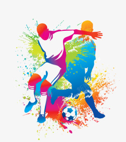 里约奥运足球足球运动员喷墨水彩剪影矢量图高清图片