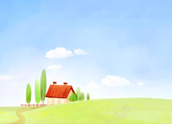 小屋水彩手绘背景高清图片