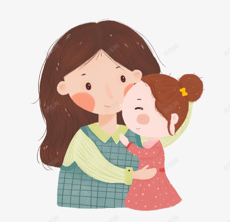 手绘可爱卡通插图母亲节亲子插画png免抠素材_88icon https://88icon.com 亲子 亲子时间 卡通亲子旅行一家人 卡通插图 可爱 妈妈 小女孩 手绘 插画 母亲节