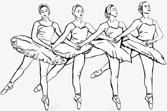 舞蹈裙子手绘黑色线条芭蕾舞者图标图标
