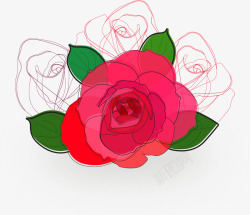 彩虹红色玫瑰花矢量图素材