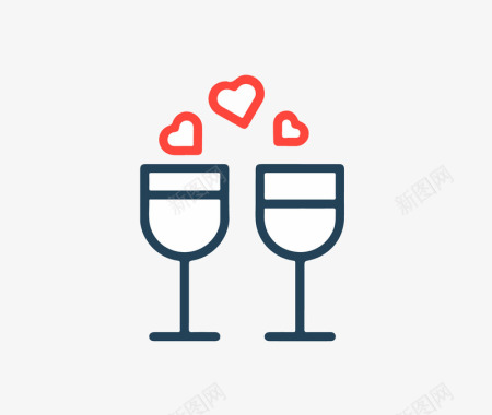 情人节的情书情侣喝酒元素矢量图图标图标
