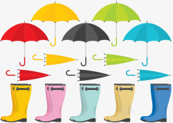 雨伞和雨靴矢量图素材