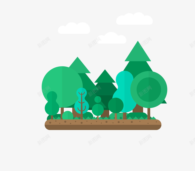 绿色卡通森林图案png免抠素材_88icon https://88icon.com 卡通 森林图案 矢量森林 绿色森林