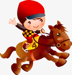 英国插画小孩骑马的小孩高清图片