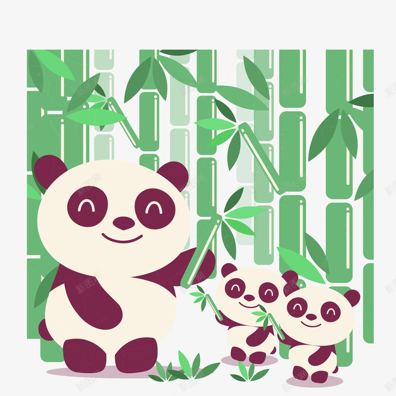 吃竹子的熊猫png免抠素材_88icon https://88icon.com 创意 卡通 熊猫吃竹子 竹叶 绿色竹子 颜色