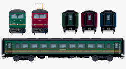 绿皮火车货车插画矢量图高清图片
