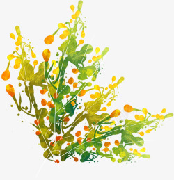 手绘黄红色秋季植物素材