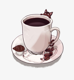 卡通咖啡豆猫咪咖啡高清图片