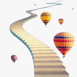氢气球矢量通往远方的阶梯高清图片