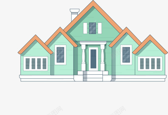 扁平化建筑风景卡通房屋装饰插画广告扁平化图标图标