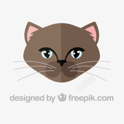 棕色卡通小猫脸部素材
