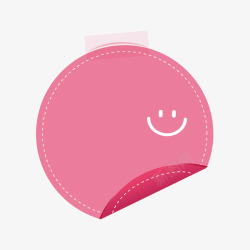 可爱笑脸粉色标签素材