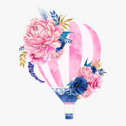 水彩气球花朵热气球高清图片