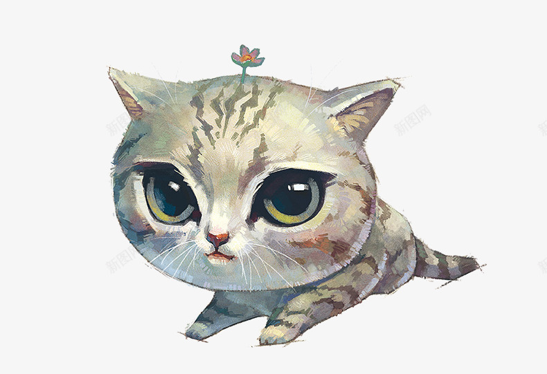手绘水彩头戴小花动物可爱小猫咪png免抠素材_88icon https://88icon.com 动物 可爱 头戴 小猫咪 小花 手绘 水彩