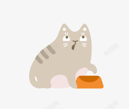 AI卡通在吃食的小猫矢量图图标图标