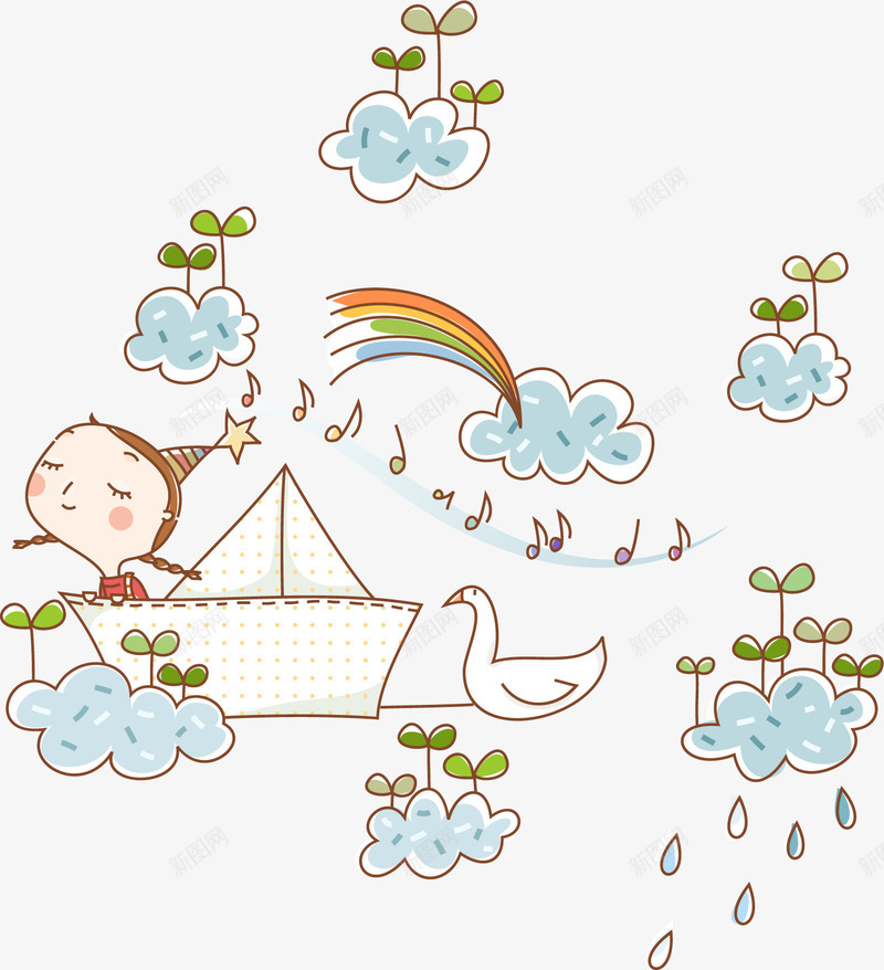 下雨的云png免抠素材_88icon https://88icon.com 下雨 云 彩虹 纸船卡通