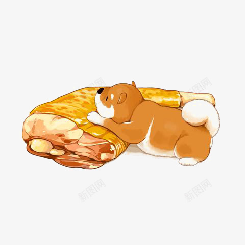 卡通柴犬png免抠素材_88icon https://88icon.com 创意美食插画 柴犬 狗狗 秋田犬 鸡腿