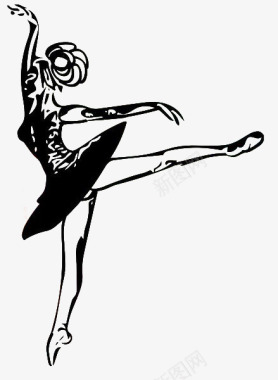 黑色手绘芭蕾舞者图标图标