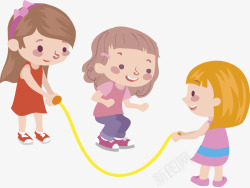 游戏孩子水彩卡通跳绳孩童高清图片