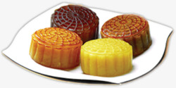 四种颜色不同的月饼中秋节素材