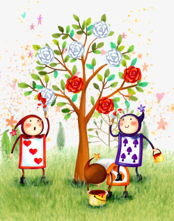 卡通玫瑰爱情树海报装饰素材