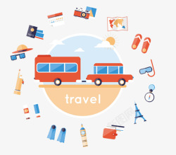 汽车旅行行李景点巴士旅游素材